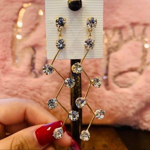 Korean Style Rhinestone Dangle Earrings